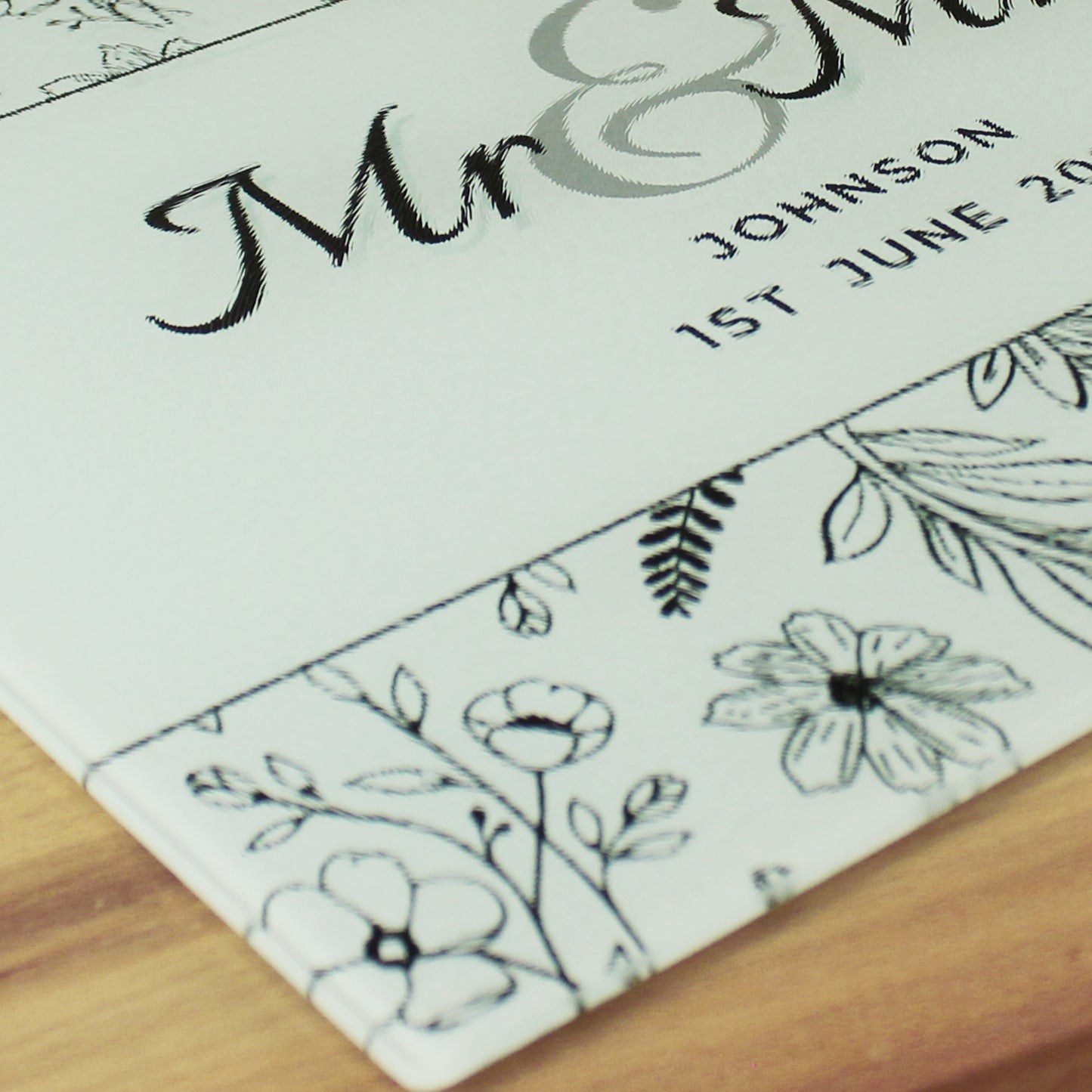 Personalised Mr & Mrs Botanical Glass Chopping Board/Worktop Saver - image 6