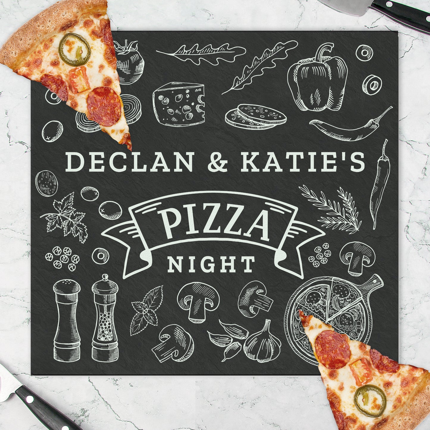 Personalised Pizza Glass Chopping Board/Worktop Saver from Heartfelt Gifts