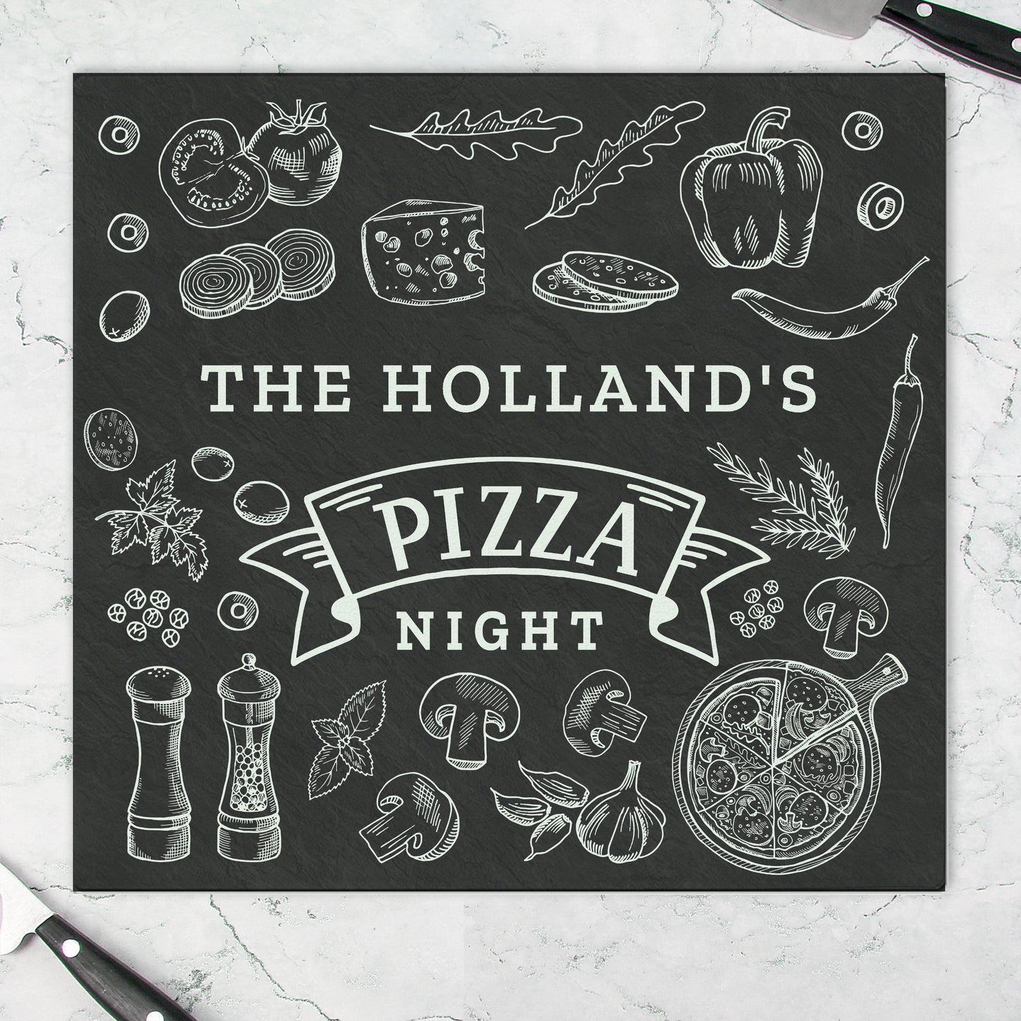 Personalised Pizza Glass Chopping Board/Worktop Saver - image 2