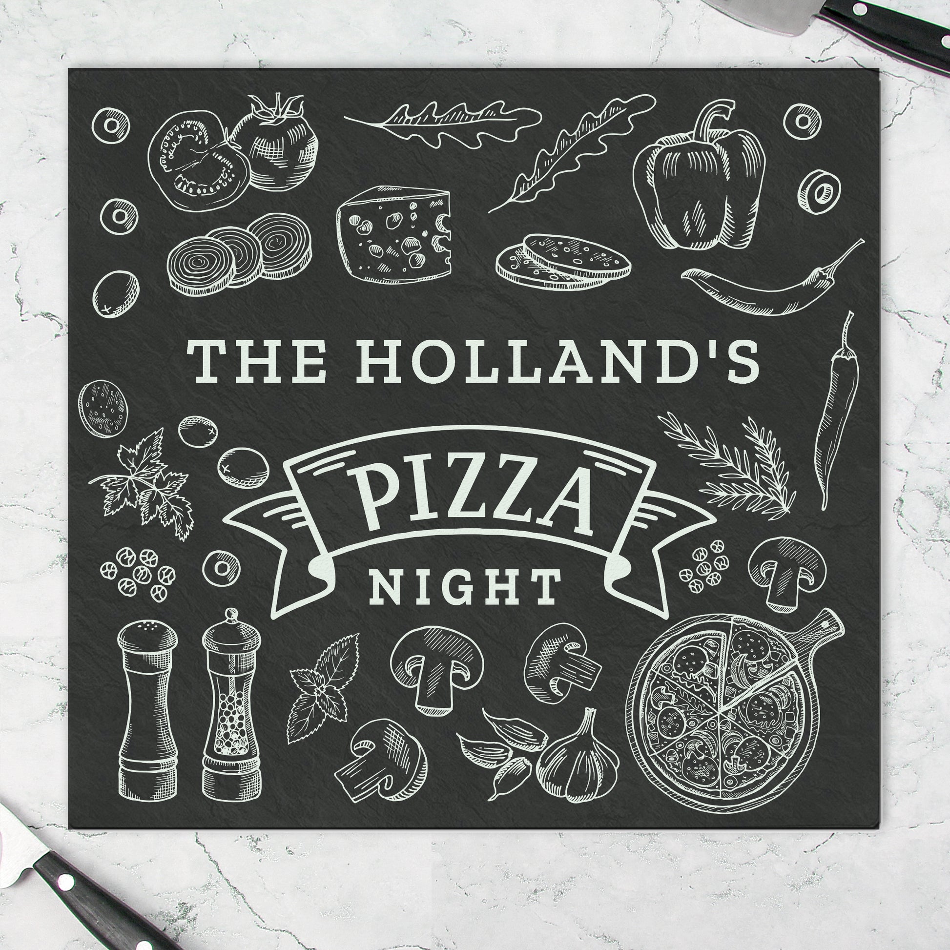 Personalised Pizza Glass Chopping Board/Worktop Saver - image 2