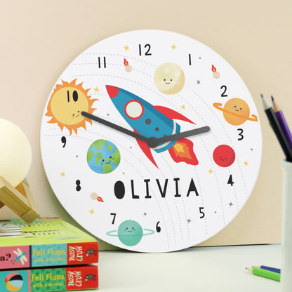 Personalised Rocket in Space Large Wooden Clock - image 3