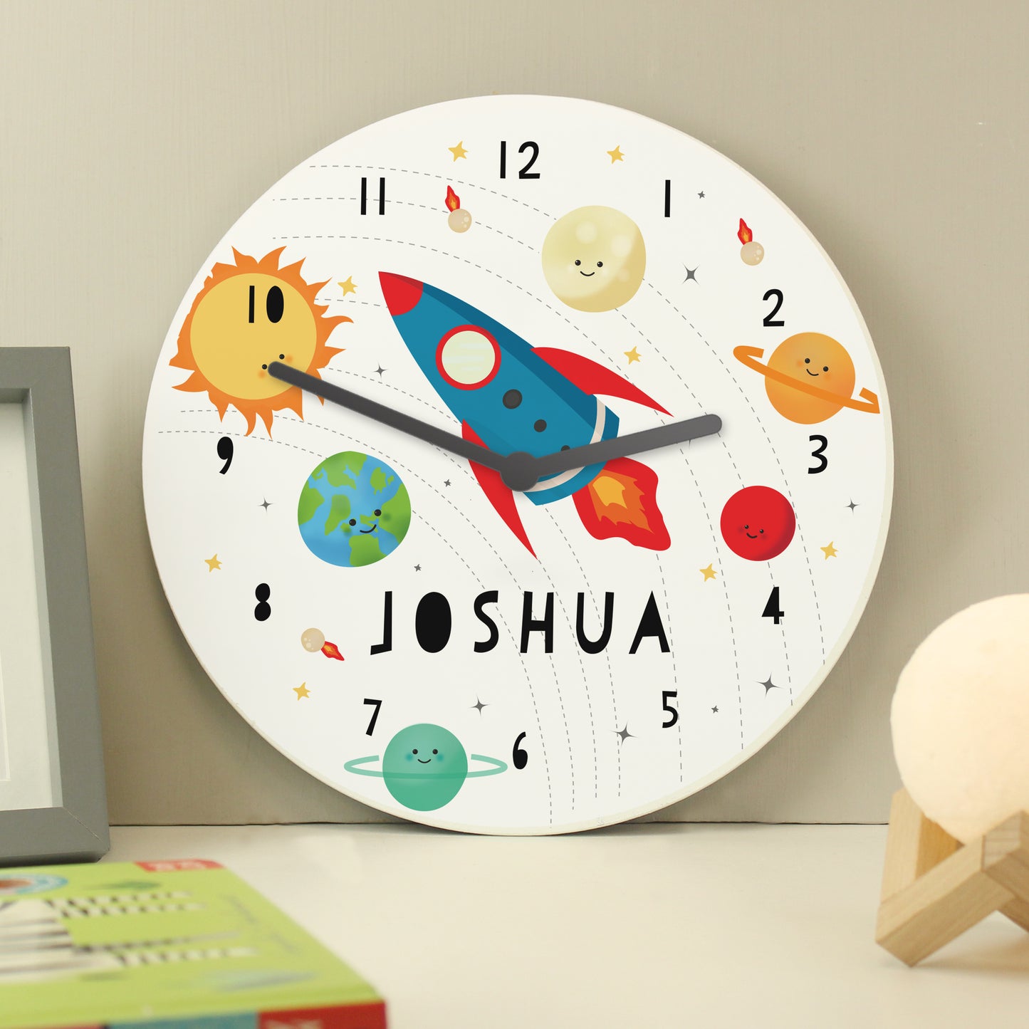 Personalised Rocket in Space Large Wooden Clock - image 4