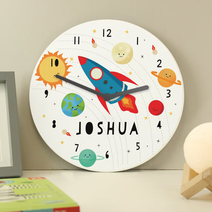 Personalised Rocket in Space Large Wooden Clock - image 4