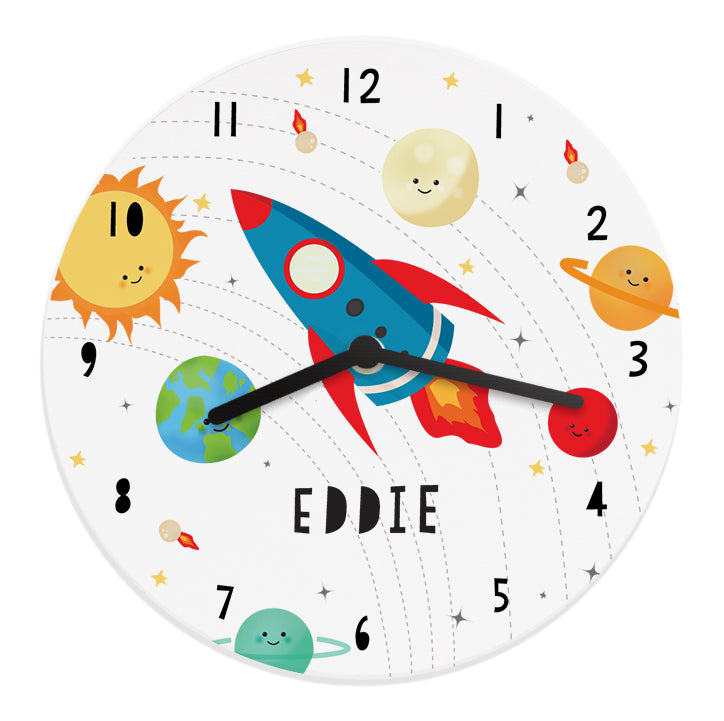 Personalised Rocket in Space Large Wooden Clock - image 5