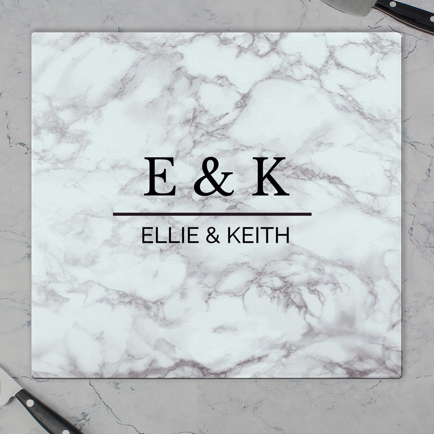 Personalised Marble Effect Glass Chopping Board/Worktop Saver from Heartfelt Gifts