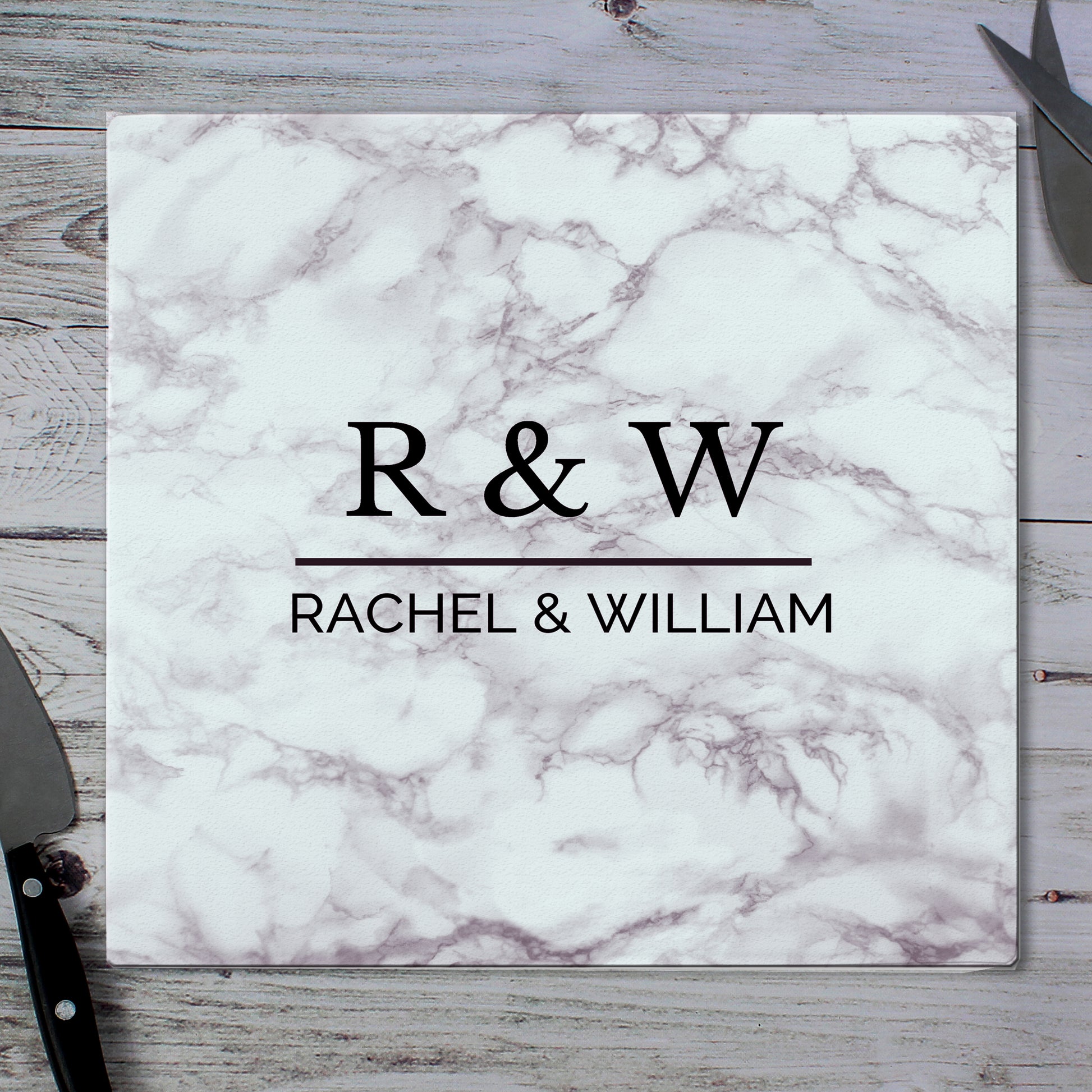 Personalised Marble Effect Glass Chopping Board/Worktop Saver - image 3
