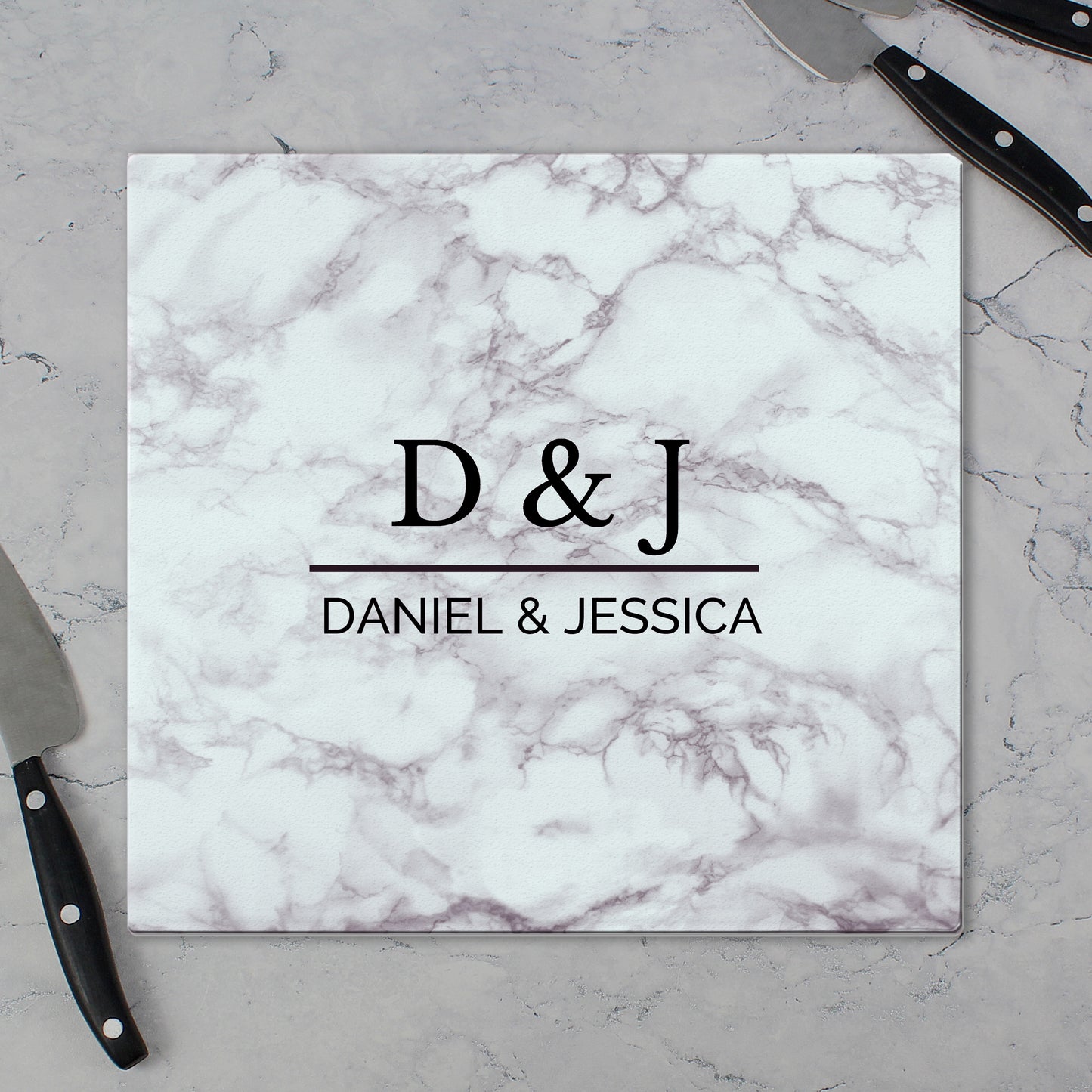 Personalised Marble Effect Glass Chopping Board/Worktop Saver - image 4