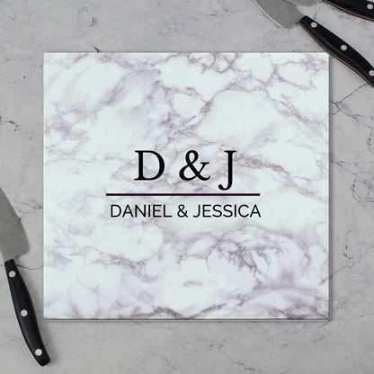 Personalised Marble Effect Glass Chopping Board/Worktop Saver - image 4