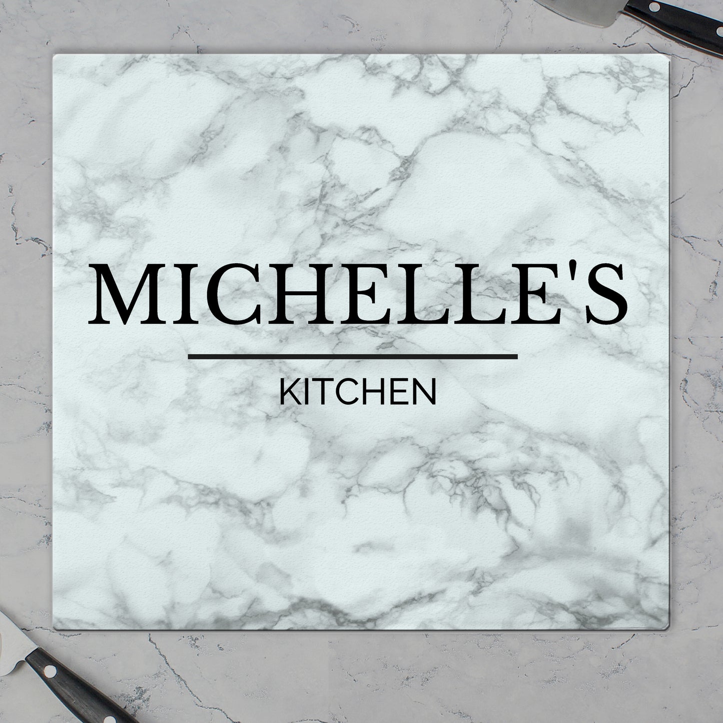 Personalised Marble Effect Glass Chopping Board/Worktop Saver - image 5