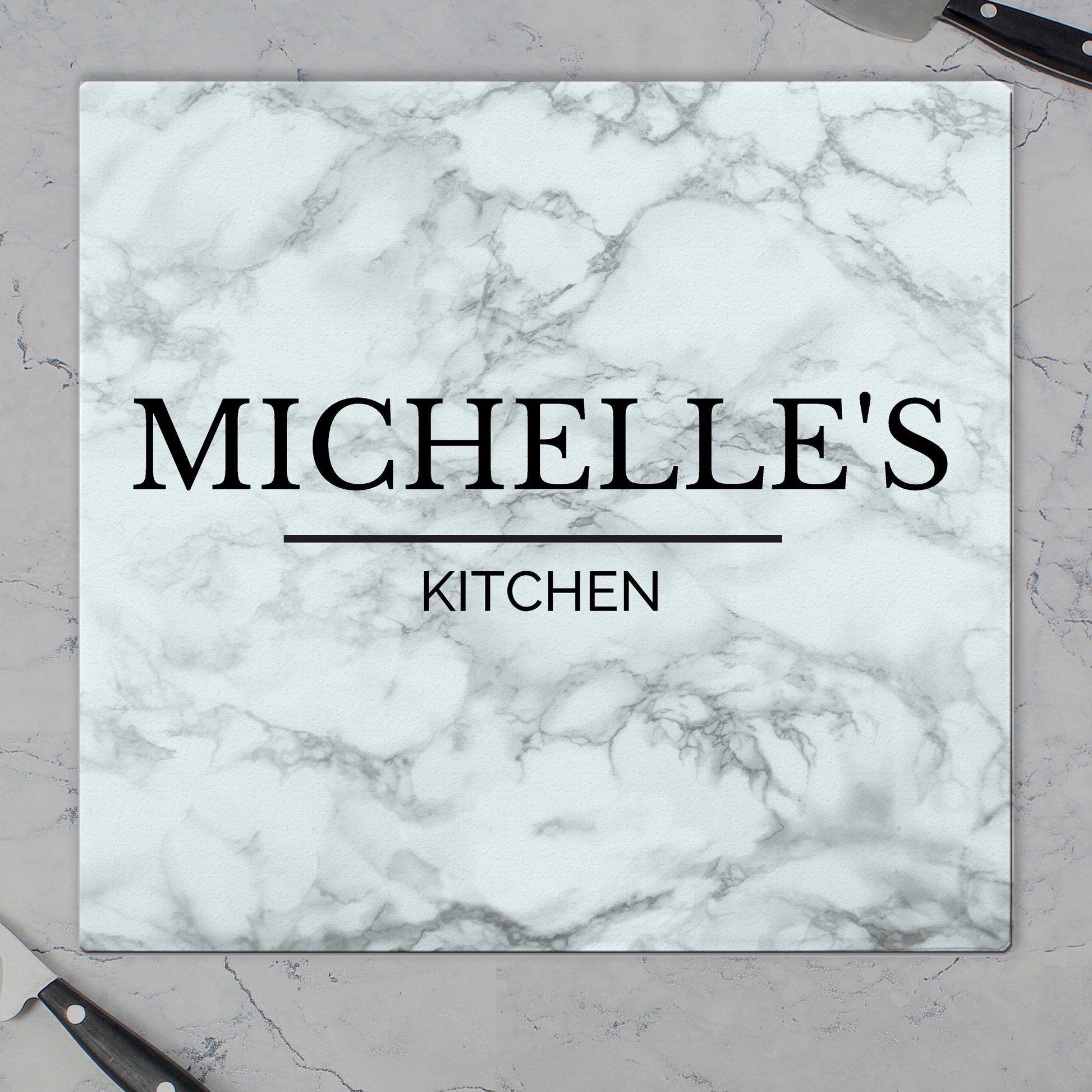 Personalised Marble Effect Glass Chopping Board/Worktop Saver - image 5