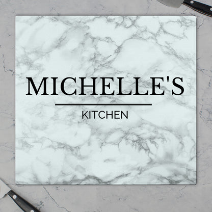 Personalised Marble Effect Glass Chopping Board/Worktop Saver - image 5