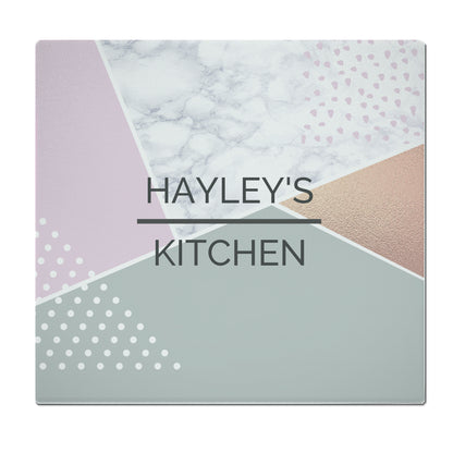 Personalised Geometric Glass Chopping Board/Worktop Saver - image 2