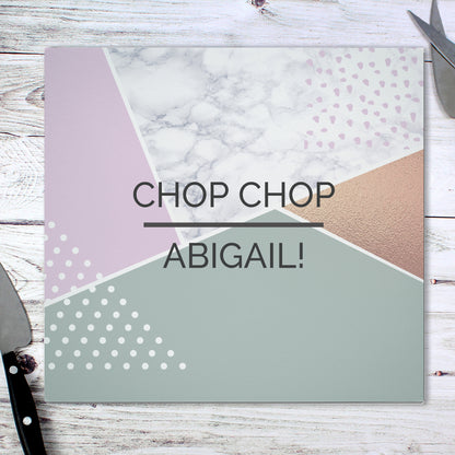 Personalised Geometric Glass Chopping Board/Worktop Saver - image 3