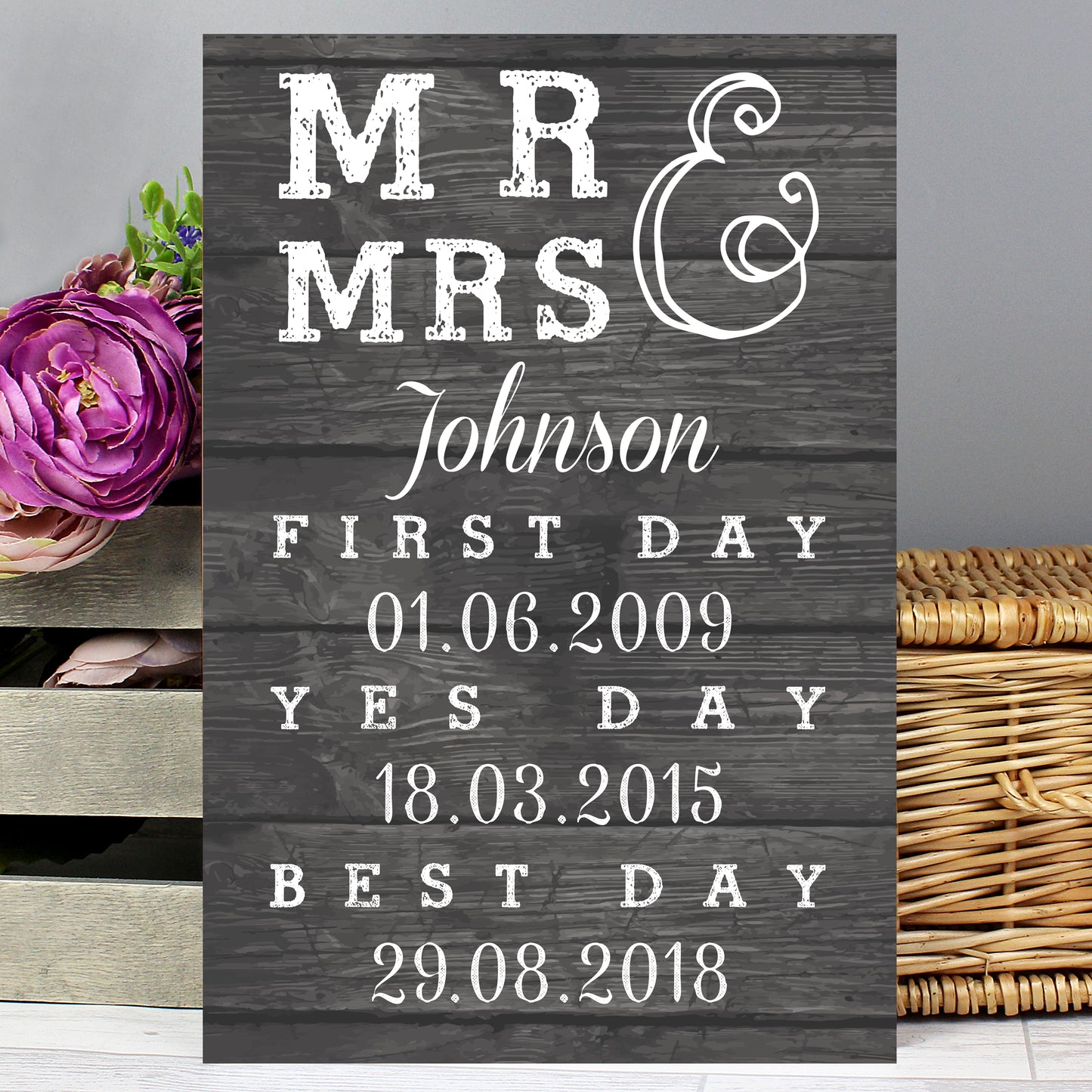Personalised Mr & Mrs First Day Yes Day & Best Day Metal Sign from Heartfelt Gifts