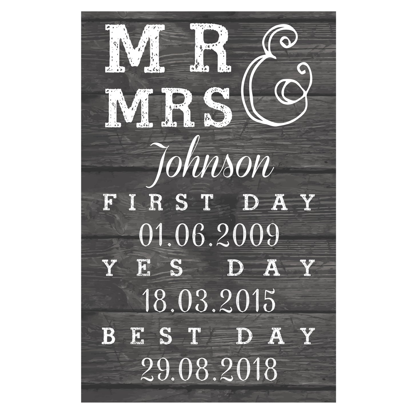 Personalised Mr & Mrs First Day Yes Day & Best Day Metal Sign - image 2