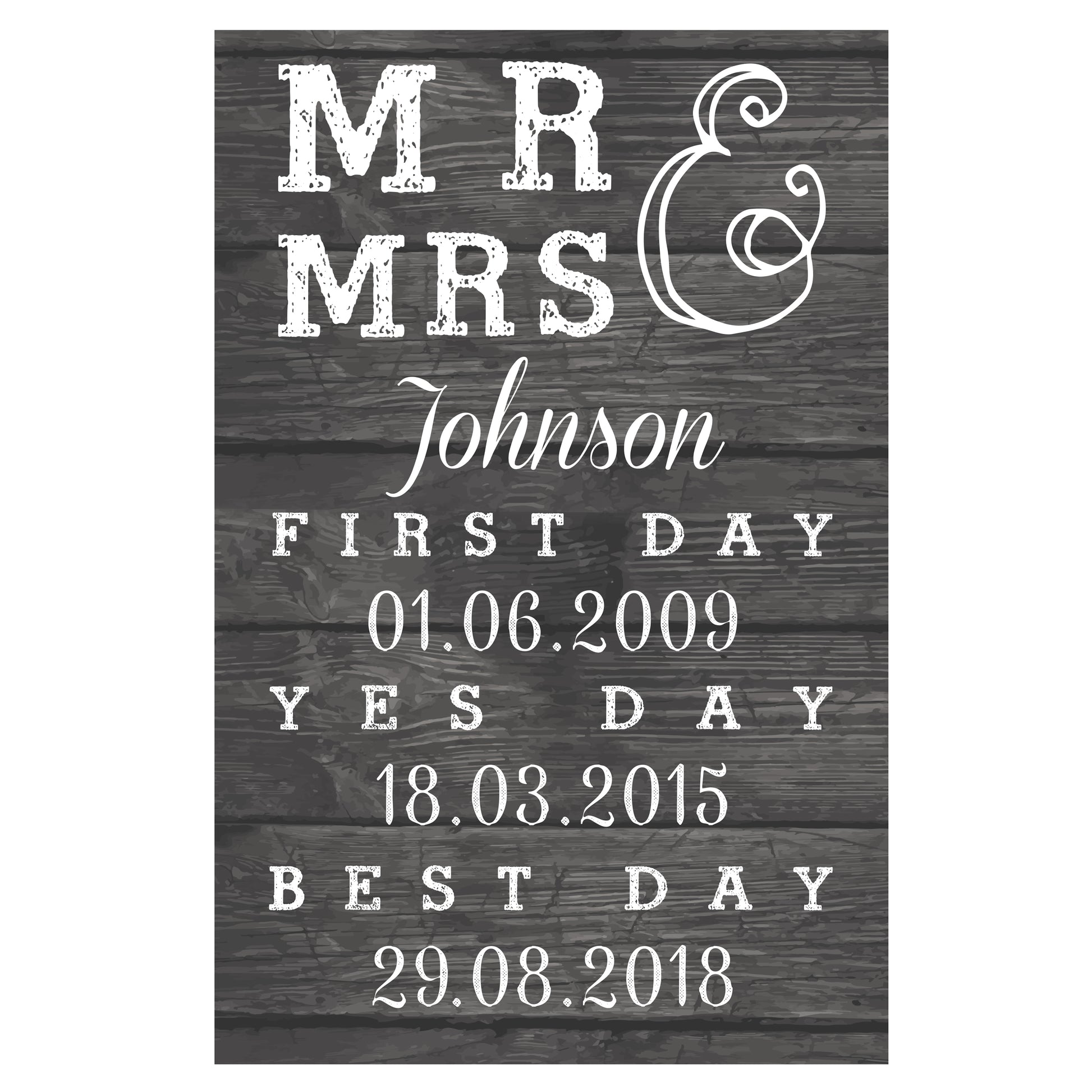 Personalised Mr & Mrs First Day Yes Day & Best Day Metal Sign - image 2