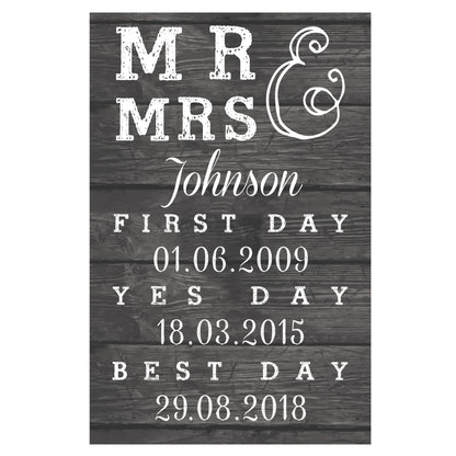 Personalised Mr & Mrs First Day Yes Day & Best Day Metal Sign - image 2