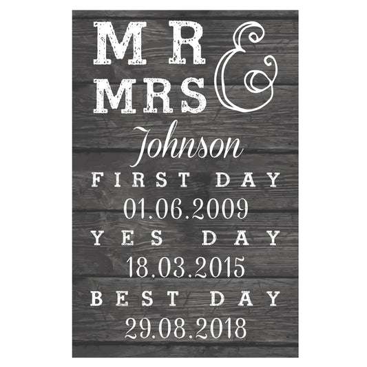 Personalised Mr & Mrs First Day Yes Day & Best Day Metal Sign - image 2