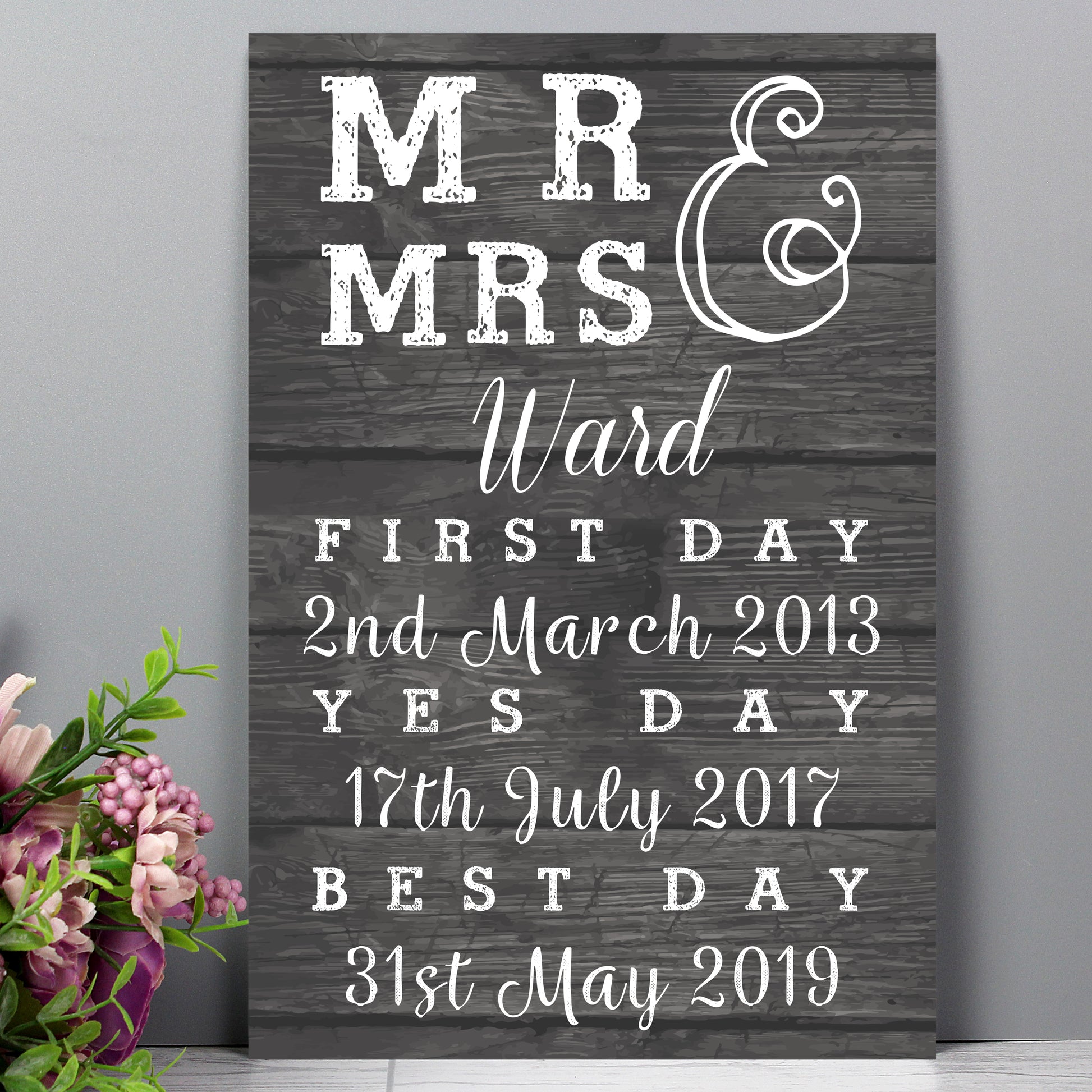 Personalised Mr & Mrs First Day Yes Day & Best Day Metal Sign - image 3