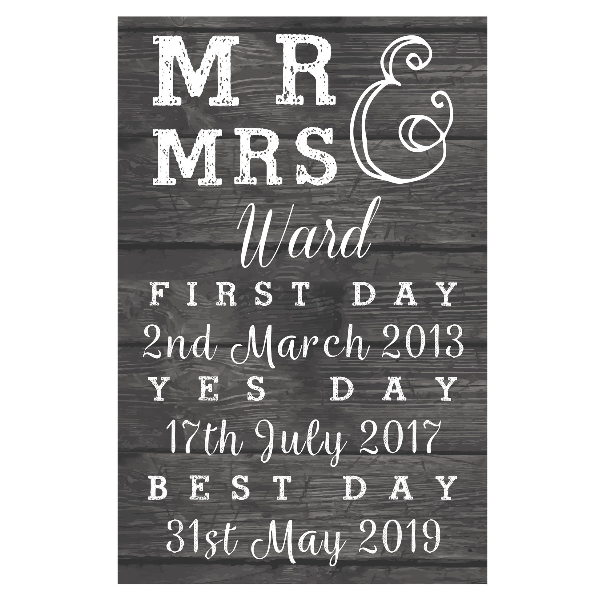 Personalised Mr & Mrs First Day Yes Day & Best Day Metal Sign - image 4