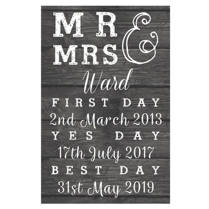 Personalised Mr & Mrs First Day Yes Day & Best Day Metal Sign - image 4