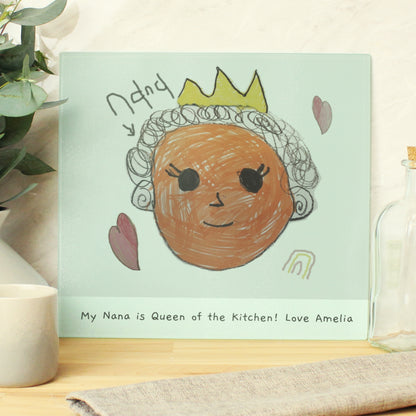 Personalised Childrens Drawing Photo Upload Glass Chopping Board/Worktop Saver - image 6