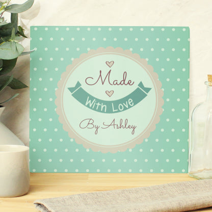 Personalised Made with Love Glass Chopping Board/Worktop Saver from Heartfelt Gifts
