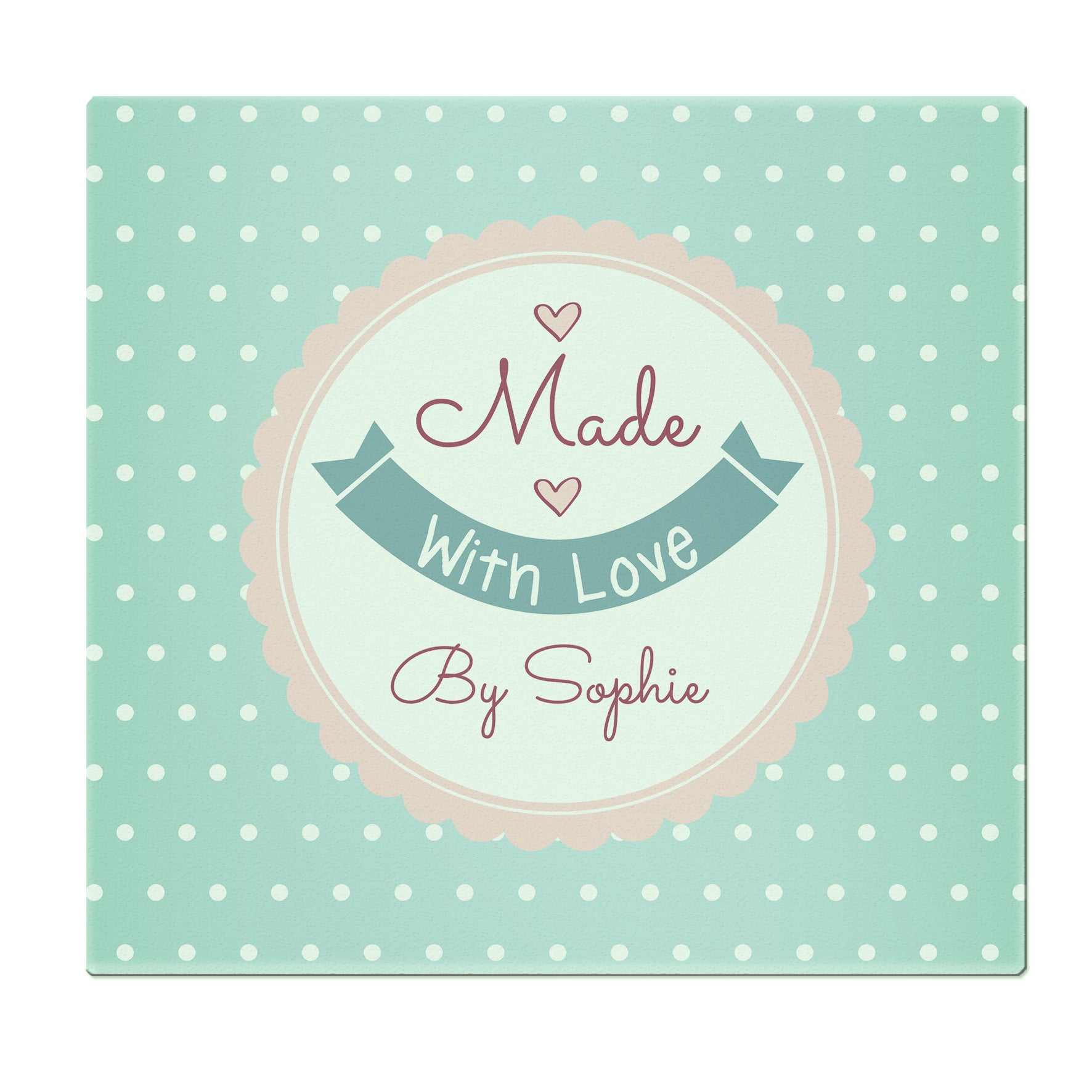 Personalised Made with Love Glass Chopping Board/Worktop Saver - image 5