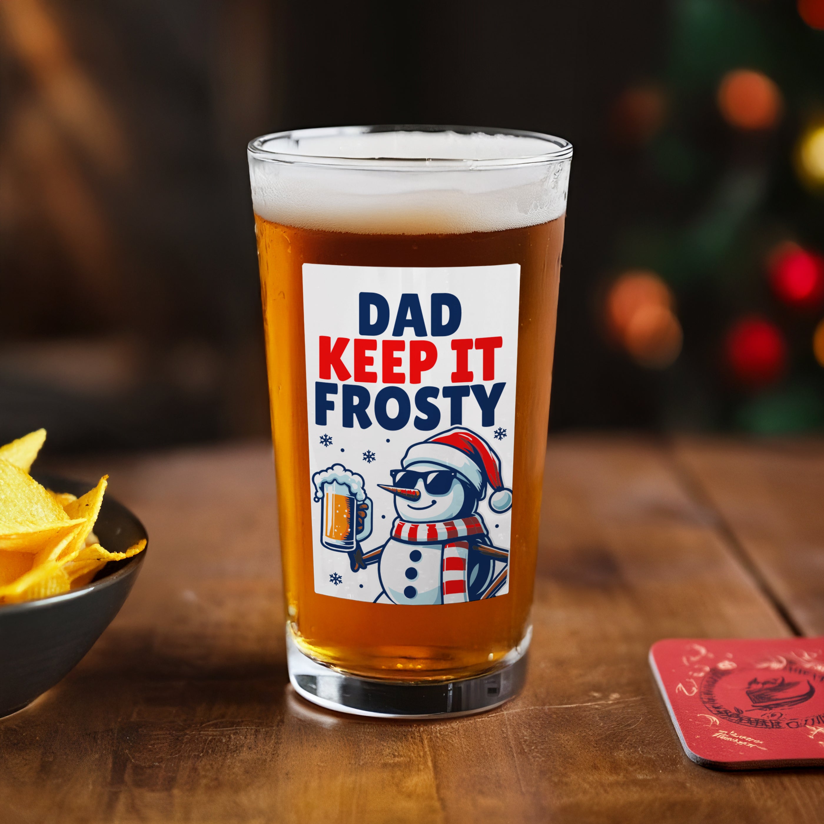 Personalised Snowman Pun Christmas Beer Glass from Heartfelt Gifts