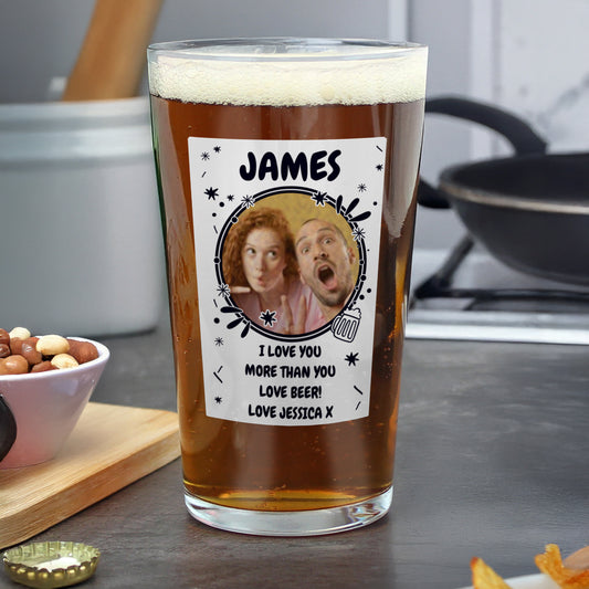 Personalised Photo Upload Beer Glass – Birthday Father's Day Gift for Him