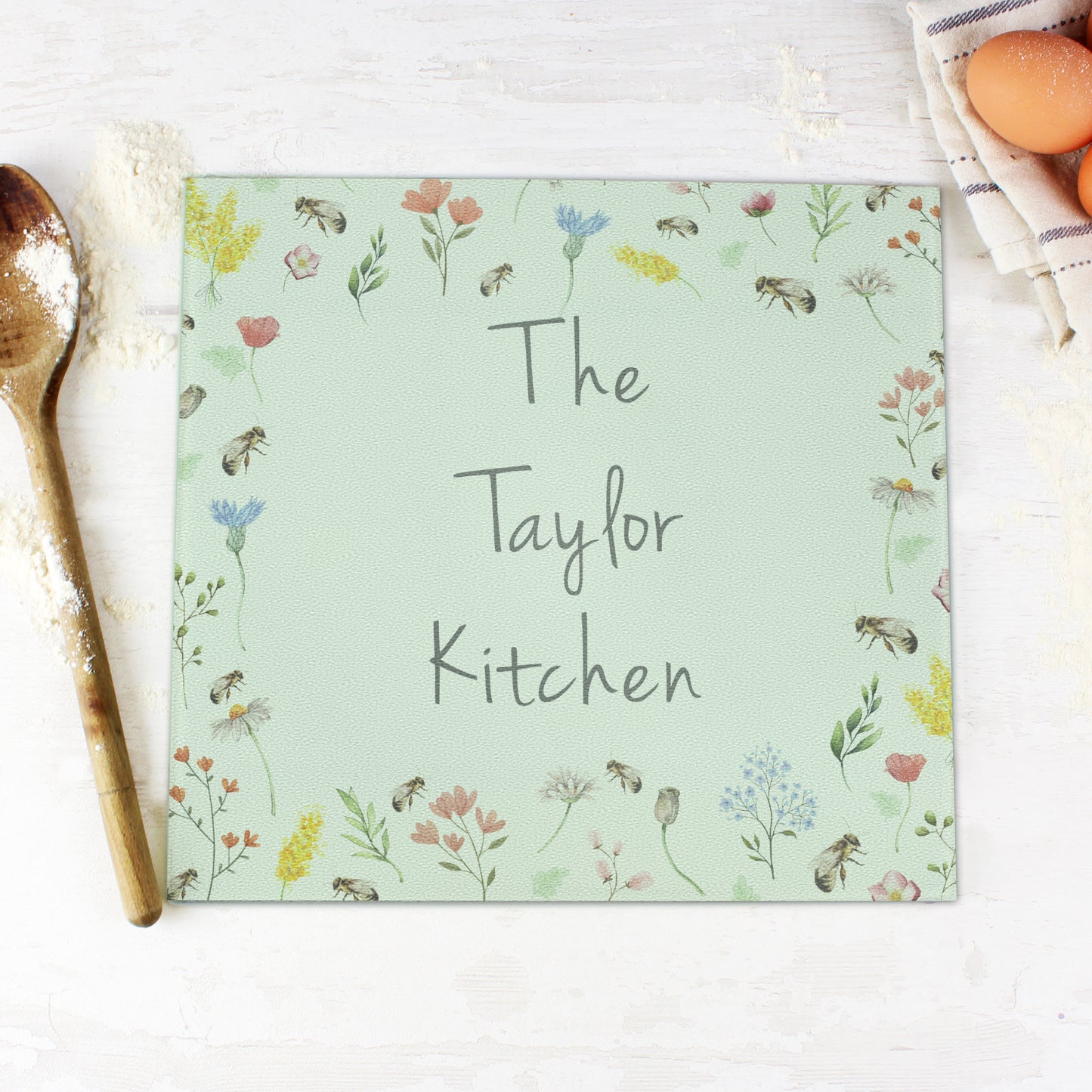 Personalised Busy Bee Glass Chopping Board/Worktop Saver - image 3