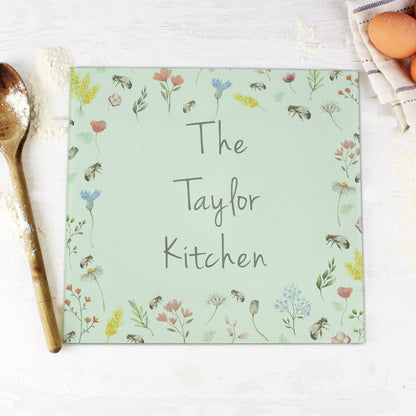 Personalised Busy Bee Glass Chopping Board/Worktop Saver - image 3