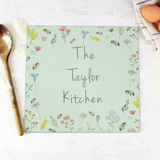 Personalised Busy Bee Glass Chopping Board/Worktop Saver - image 3