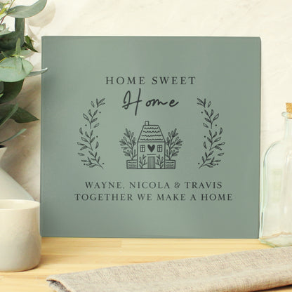 Personalised HOME Glass Chopping Board/Worktop Saver from Heartfelt Gifts