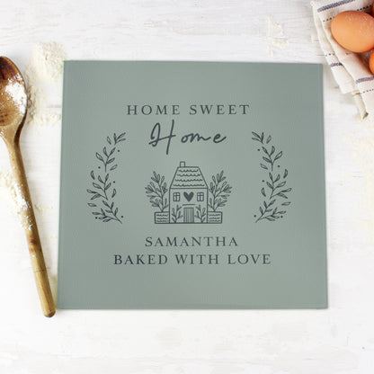 Personalised HOME Glass Chopping Board/Worktop Saver - image 3