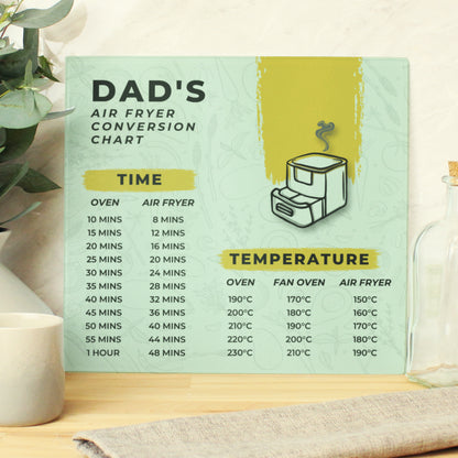 Personalised Air Fryer Chart Glass Chopping Board/Worktop Saver from Heartfelt Gifts