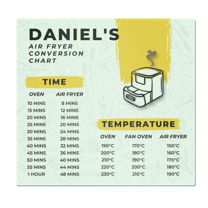 Personalised Air Fryer Chart Glass Chopping Board/Worktop Saver - image 5