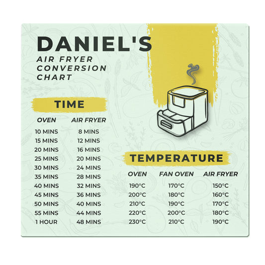 Personalised Air Fryer Chart Glass Chopping Board/Worktop Saver - image 5