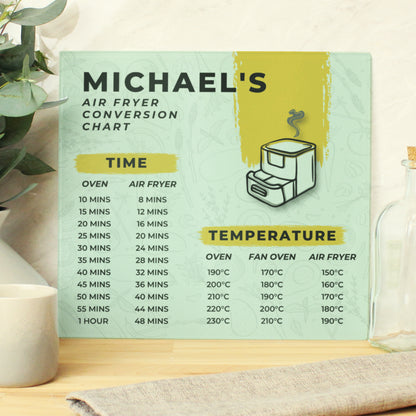 Personalised Air Fryer Chart Glass Chopping Board/Worktop Saver - image 6