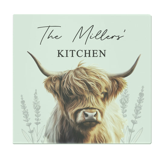 Personalised Highland Cow Glass Chopping Board - image 4