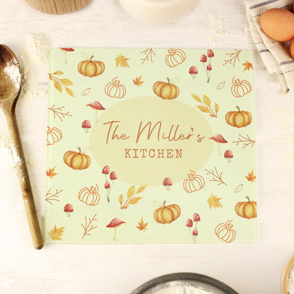 Personalised Pumpkin Glass Chopping Board – Autumn Kitchen Housewarming Gift - image 2