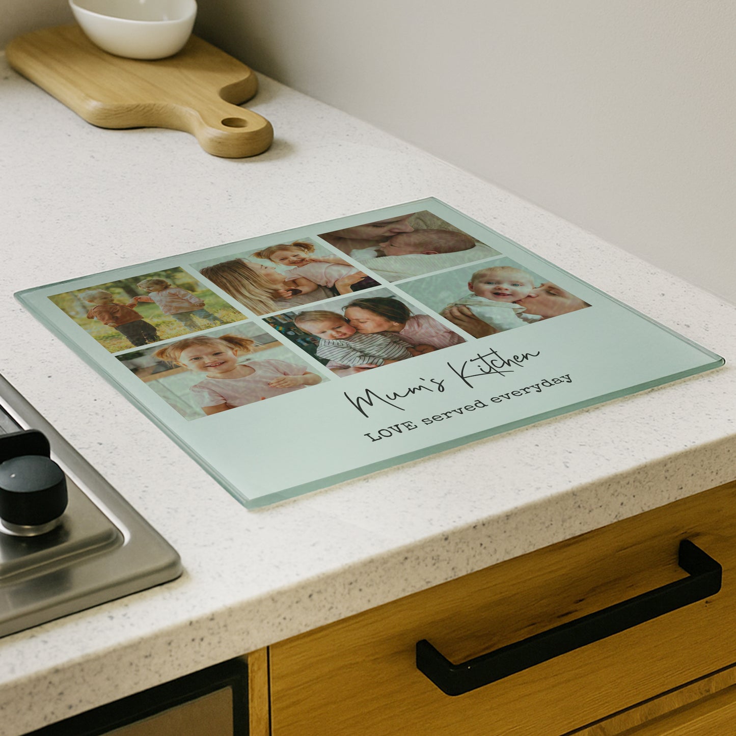Personalised Photo Upload Glass Chopping Board – Birthday Housewarming Gift - image 3