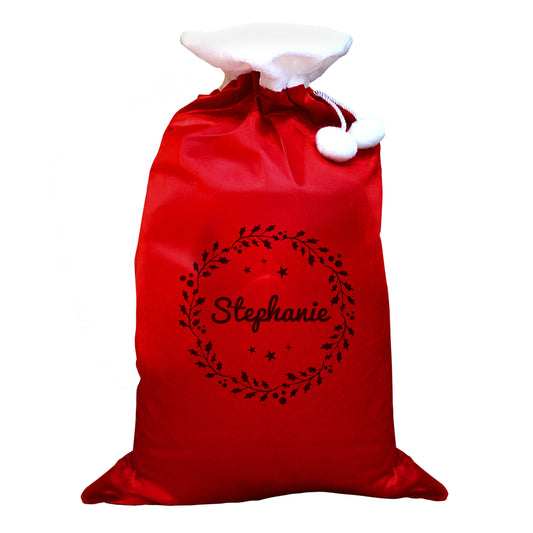 Personalised Holly Red Christmas Sack - image 4