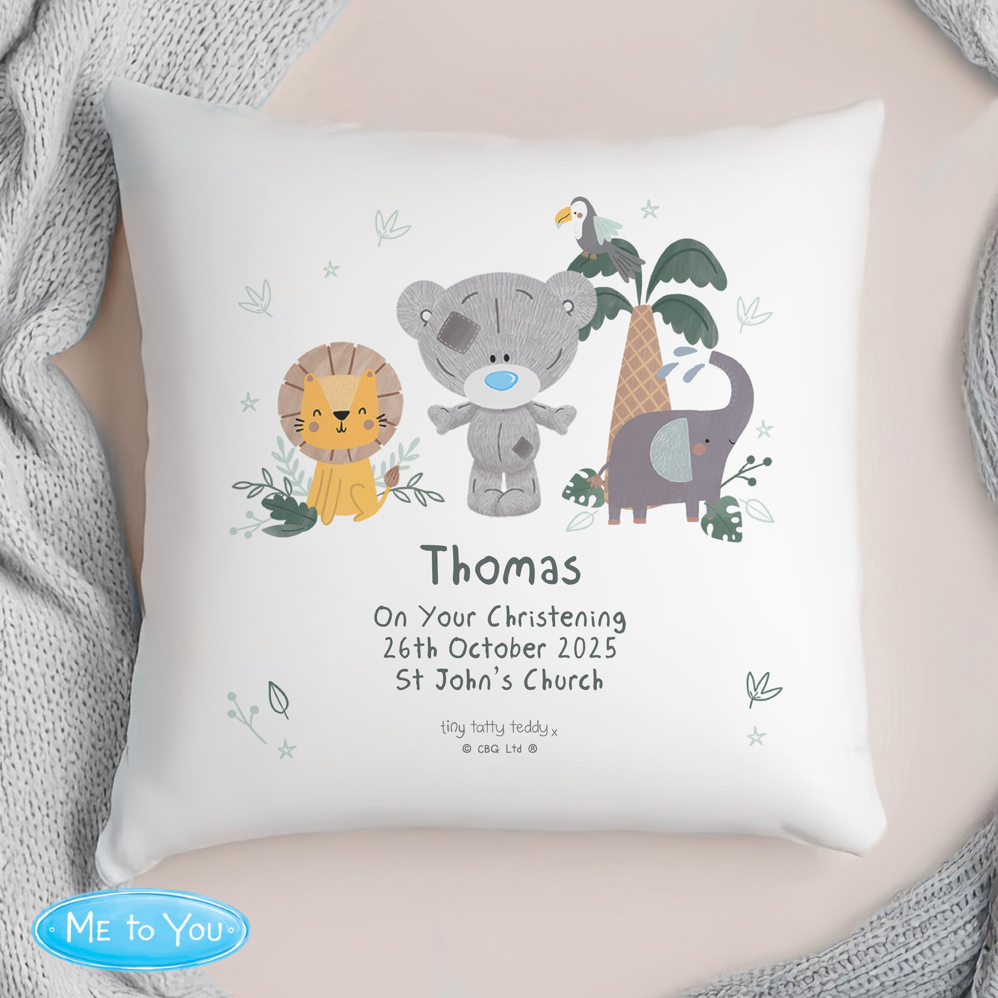 Personalised Tiny Tatty Teddy Jungle Animals Cushion from Heartfelt Gifts