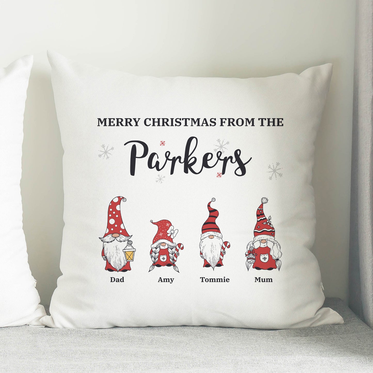 Personalised Gonk Family Christmas Cushion - image 2