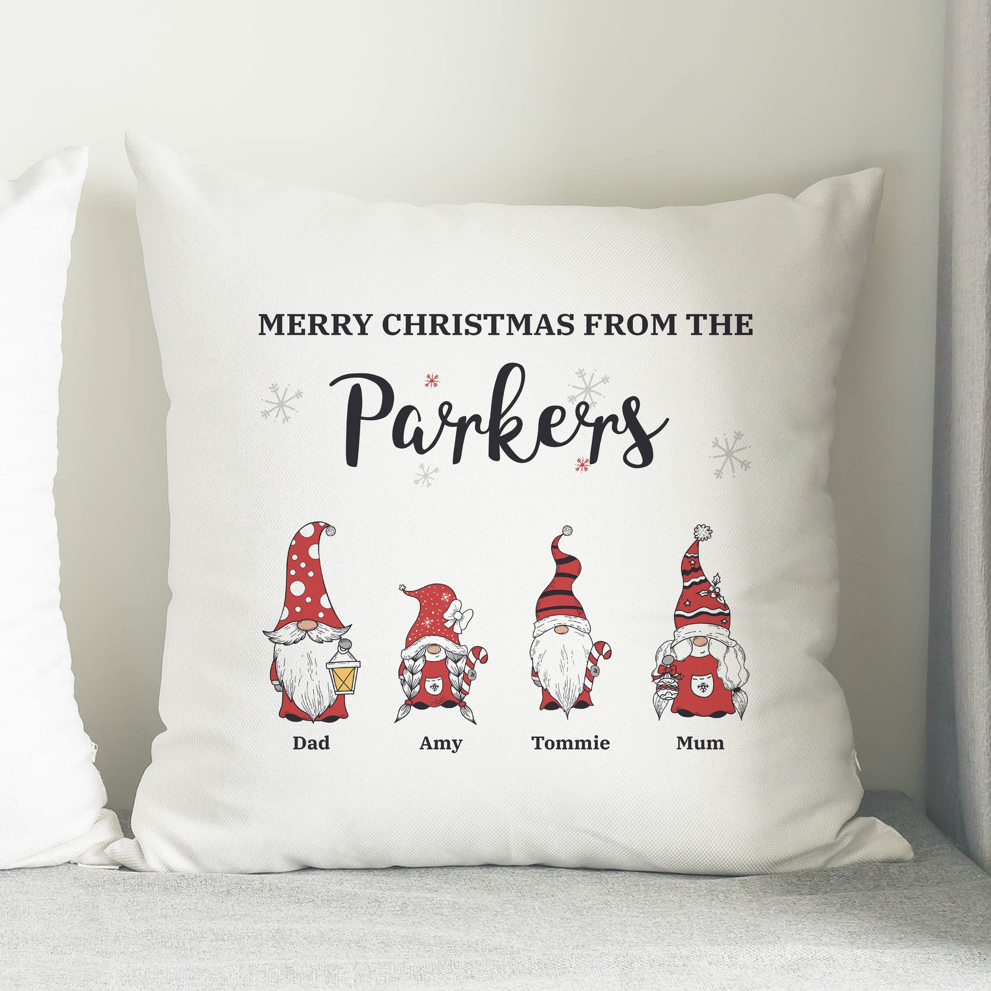 Personalised Gonk Family Christmas Cushion - image 2