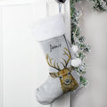 Personalised Stag Silver Grey Stocking from Heartfelt Gifts
