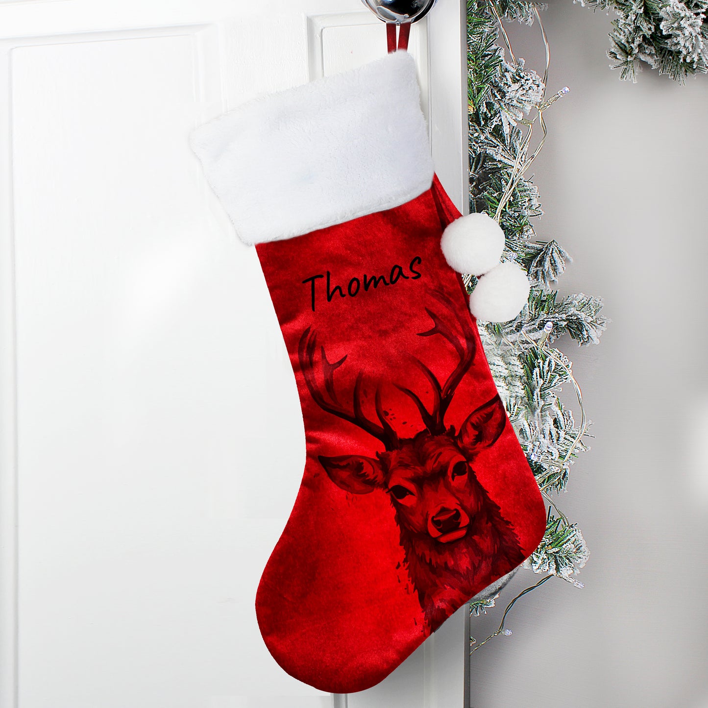 Personalised Stag Red Stocking - image 2