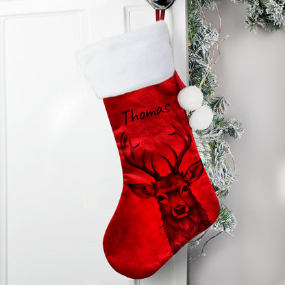 Personalised Stag Red Stocking - image 2