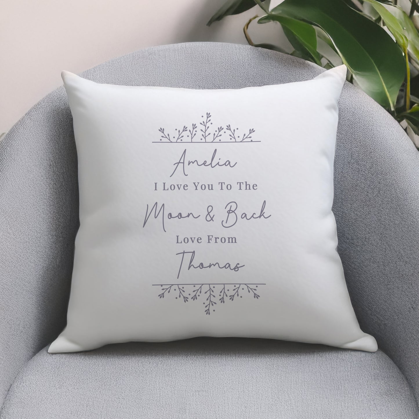 Personalised Grey Floral Cushion - image 2